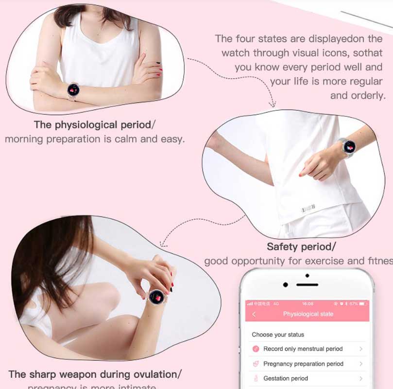 الإناث-الفسيولوجية-فترة-تعقب-ل- Makibes-NY12-smartwatch