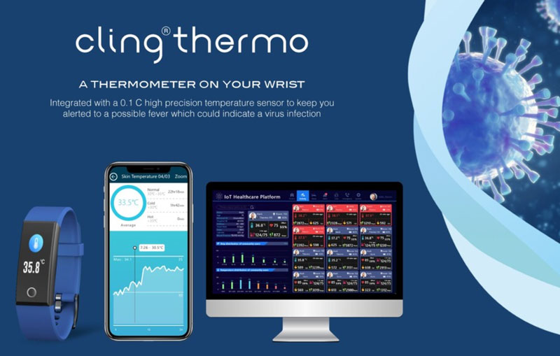 MedTech Smartwatch - Cling Thermo مع الكشف عن درجة الحرارة