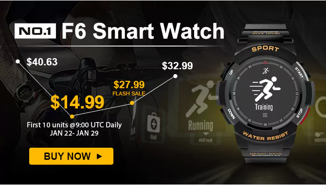 رقم 1 F6 Smartwatch FLASH SALE 27.99 دولارًا ، أول 10 وحدات 14.99 دولارًا فقط