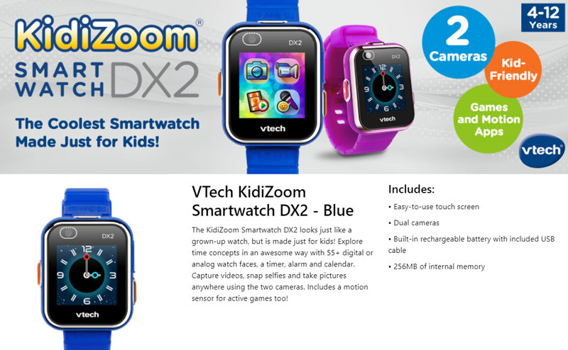 ميزات VTech-KidiZoom-DX2-Smartwatch